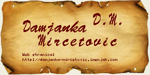 Damjanka Mirčetović vizit kartica
